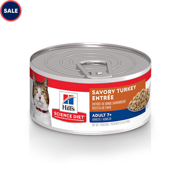 Hill's Science Diet Senior 7+ Savory Turkey Entree Canned Wet Cat Food, 5.5 oz., Case of 24 - Carousel image #1