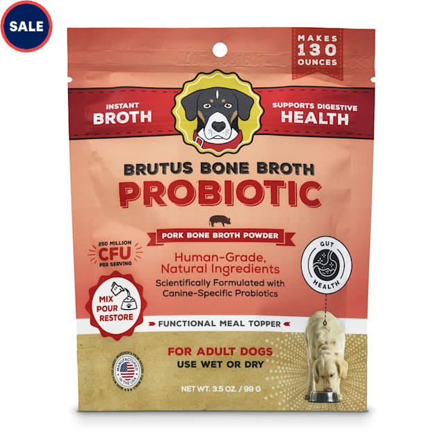 Brutus Bone Broths on the Go: Pork Probiotics Instant Bone Broth for Dog Food Mega Pack, 3.5 oz. - Carousel image #1