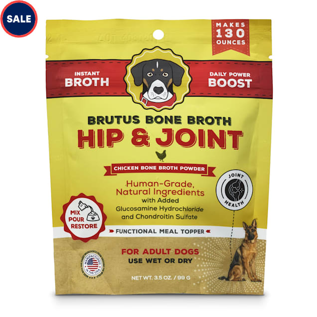 Brutus Bone Broths on the Go: Chicken Hip & Joint Instant Bone Broth for Dog Food Mega Pack, 3.5 oz. - Carousel image #1