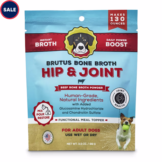 Brutus Bone Broths on the Go: Beef Hip & Joint Instant Bone Broth for Dog Food Mega Pack, 3.5 oz. - Carousel image #1