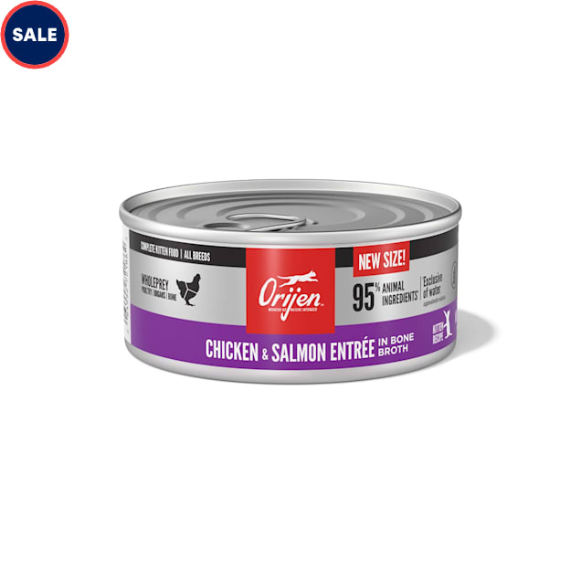 ORIJEN Chicken + Salmon Entree in Bone Broth Kitten Recipe Wet Cat Food, 5.5 oz. - Carousel image #1
