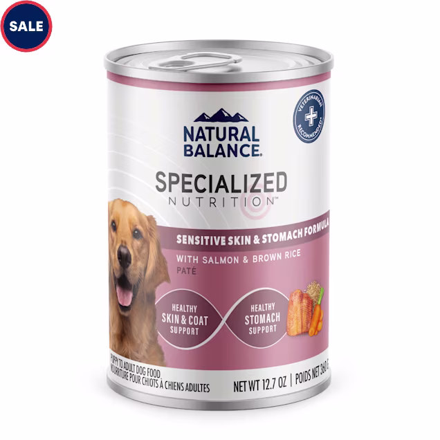 Natural Balance Specialized Nutrition Sensitive Skin & Stomach with Salmon & Brown Rice Wet Dog Food, 12.7 oz., Case of 12 - Carousel image #1