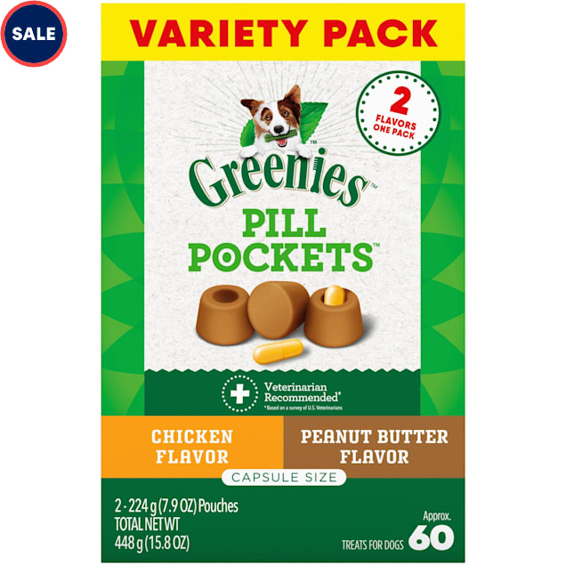 Greenies Pill Pockets Chicken and Peanut Butter Flavor Soft Dog Treats Variety Pack, 15.8 oz. - Carousel image #1