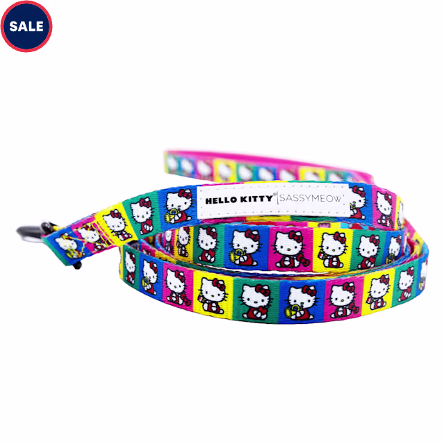 Sassy Meow Hello Kitty Pink Cat Leash, 6 ft. Long, .6 in. Wide - Carousel image #1