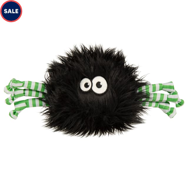 goDog Black Chew Guard Technology Furballz Spider Fuzzy Plush Dog Toy, Medium - Carousel image #1