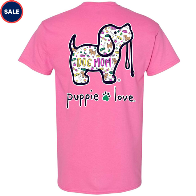 Puppie Love Dog Mom Pattern Pup Adult Unisex T-Shirt, Small - Carousel image #1