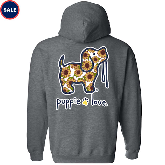 Puppie Love Sunflower Fill Pup Adult Unisex Hooded Sweatshirt, Small - Carousel image #1