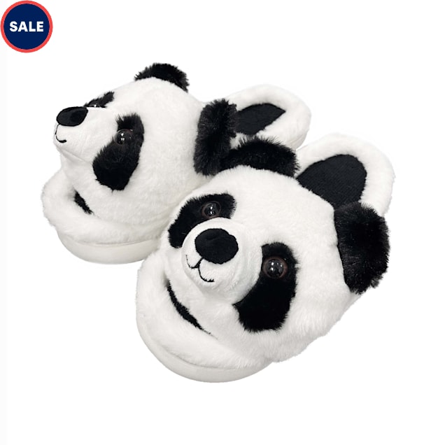 Oooh yeah! Women's Fuzzy Panda Smiles Non-Skid Slippers, Large - Carousel image #1