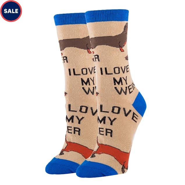 Oooh yeah! Women's Love My Weiner Funny Crew Socks, Size 5-10 - Carousel image #1