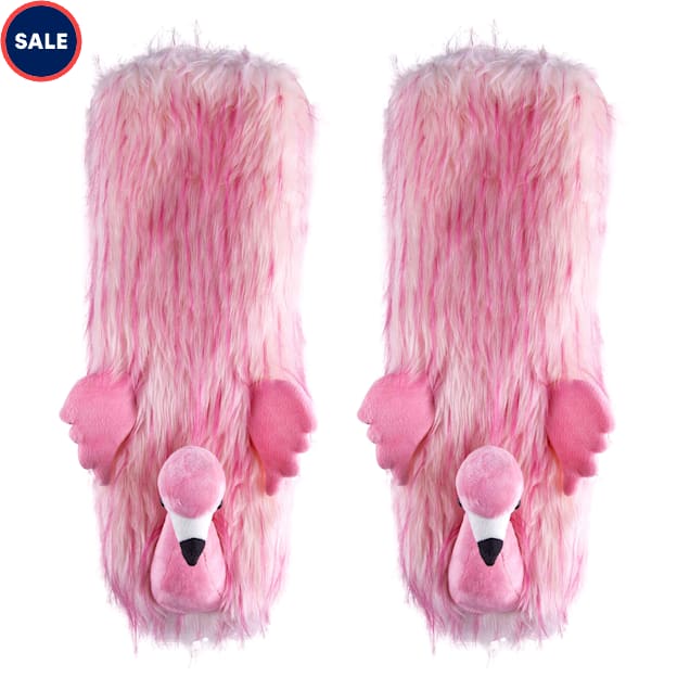 Oooh yeah! Women's Fuzzy Flamingo Time Non-Skid Slipper Socks, Size 5-10 - Carousel image #1