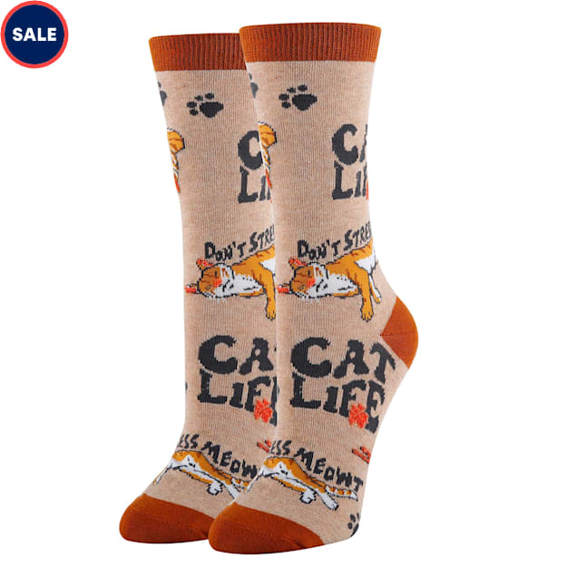 Oooh yeah! Women's Cat Life Funny Crew Socks, Size 5-10 - Carousel image #1