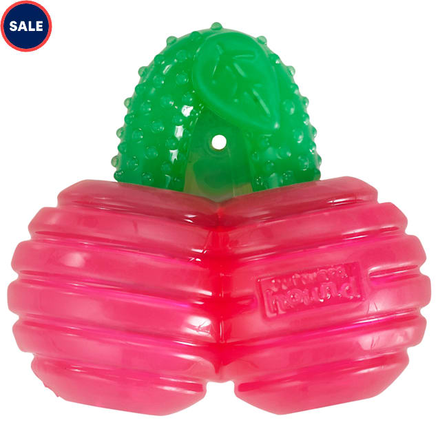 Outward Hound Gummiez Cherries 2-in-1 Dental Dog Chew Toy and Dog Treat Stuffer Game Cherry Scent for Dogs, Small - Carousel image #1