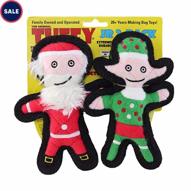 Tuffy Holiday Jr Elf and Santa Dog Toy, Small, Pack of 2 - Carousel image #1