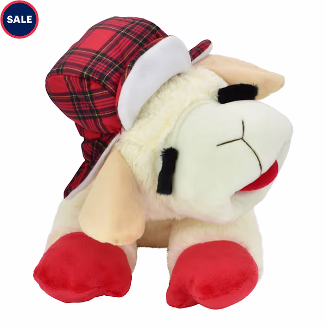 Multipet International Holiday Jumbo Lamb Chop with Trapper Hat Dog Toy, X-Large - Carousel image #1