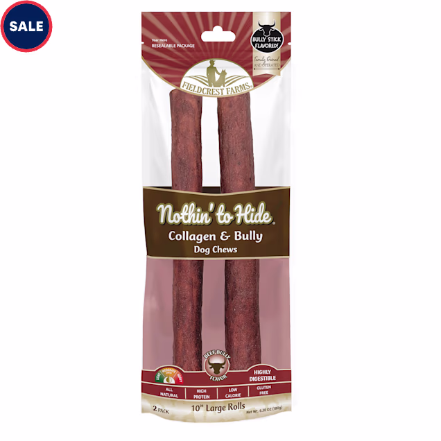 Fieldcrest Farms Nothin' to Hide Large Roll 10" Bully for Dogs, 6.38 oz., Count of 2 - Carousel image #1