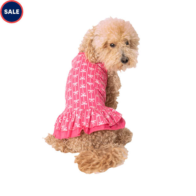 Pet Posse Pink All Over Bow Print Dress for Dogs, XX-Small - Carousel image #1