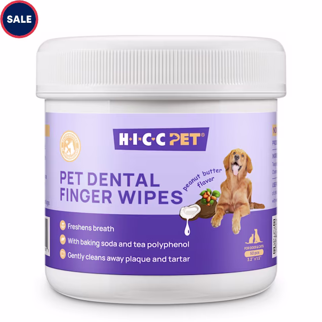 HICC Pet Peanut Butter Dental Finger Wipes, Purple - Carousel image #1