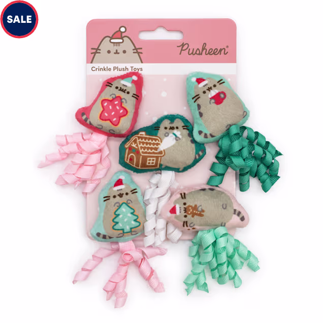 Pusheen Treats Plush Crinkle Cat Toy, Small, Pack of 5 - Carousel image #1