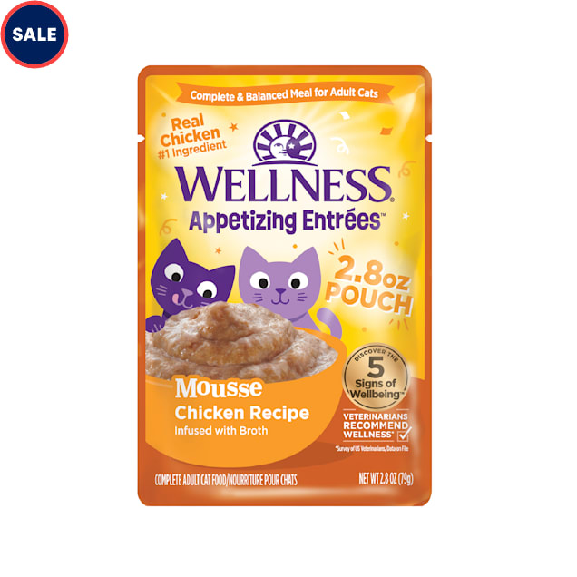 Wellness Appetizing Entrees Mousse Chicken Recipe Wet Cat Food, 2.8 oz., Case of 8 - Carousel image #1