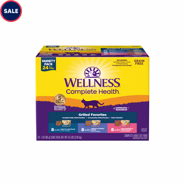 Wellness Complete Health Grilled Favorites Wet Cat Food Variety Pack, 3 oz., Pack of 24 - Carousel image #1
