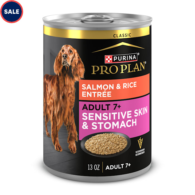 Purina Pro Plan Senior Sensitive Stomach and Skin with Salmon and Rice Entree Wet Dog Food, 13 oz., Case of 12 - Carousel image #1