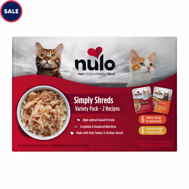 Nulo Simply Shreds Complete & Balanced Variety Pack Cat Food, 2.5 oz., Count of 12 - Carousel image #1