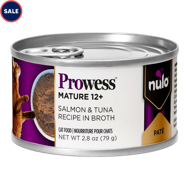 Nulo Prowess Mature 12+ for Senior Cats Salmon & Tuna Pate in Broth Cat Food, 2.8 oz., Case of 12 - Carousel image #1
