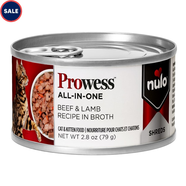 Nulo Prowess All-in-One Essentials for Adult Cats & Kittens Beef & Lamb Shreds in Broth Cat Food, 2.8 oz., Case of 12 - Carousel image #1