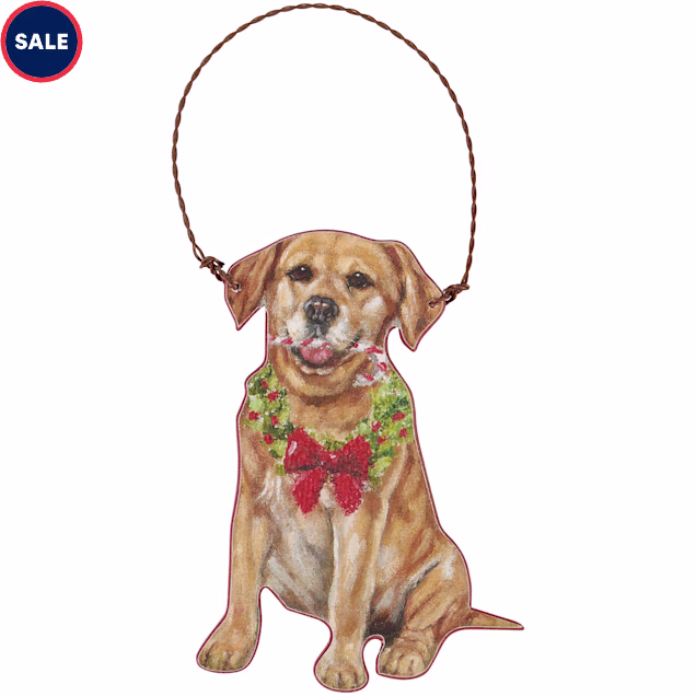 Primitives by Kathy Yellow Lab Candy Cane Tree Ornament - Carousel image #1