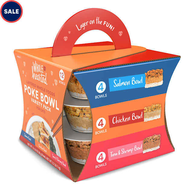 WholeHearted Poke Bowl Food for Cats Variety Pack, 2.2 lbs., Count of 12 - Carousel image #1