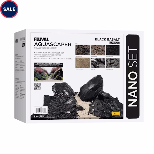 Fluval Nano Aquascaper Natural Rock & Sand Decor Set, 24 lbs., Black Basalt Canyon - Carousel image #1