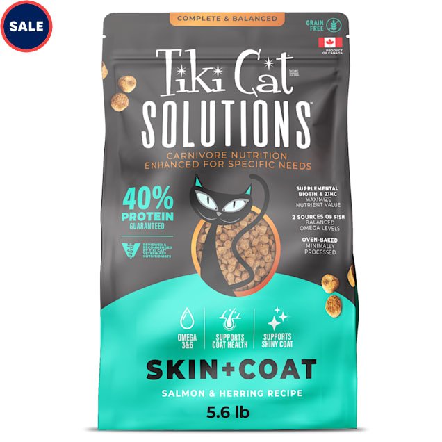 Tiki Cat Solutions Skin & Coat, Salmon & Herring Dry Cat Food, 5.6 lbs. - Carousel image #1