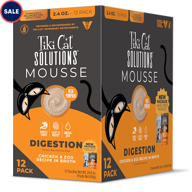 Tiki Cat Solutions Mousse Multipack Digestion, Chicken & Egg Wet Cat Food, 2.4 oz., Count of 12 - Carousel image #1