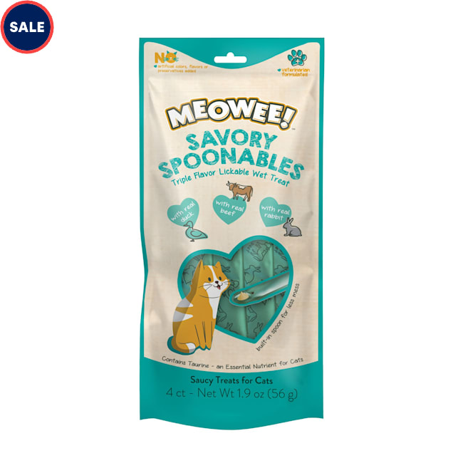 Meowee! Savory Spoonables Duck, Beef, Rabbit Squeezable Wet Cat Treats, 0.49 oz., Count of 4 - Carousel image #1