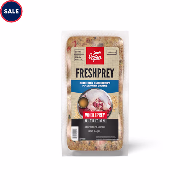 ORIJEN FRESHPREY Frozen Chicken & Duck with Grains Recipe Complete Adult Dog Food, 16 oz. - Carousel image #1