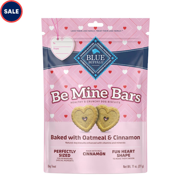 Blue Buffalo Baked with Oatmeal & Cinnamon Be Mine Bars Heart-Shaped Natural Valentine's Crunchy Dog Treats, 11 oz. - Carousel image #1