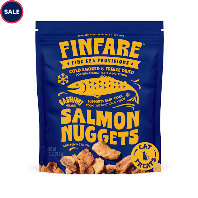 Finfare Freeze Dried Smoked Salmon Nugget, Crafted in USA Cat Treats, 1.3 oz. - Carousel image #1