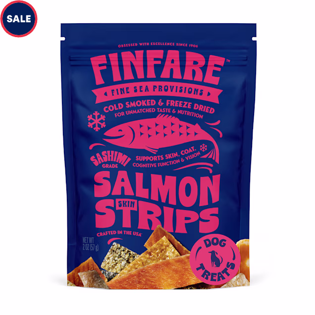 Finfare Freeze Dried Smoked Salmon Skin Strip, Crafted in USA Dog Treats, 2 oz. - Carousel image #1