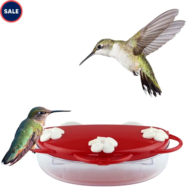 Nature's Way Traditional Window Plastic Hummingbird Feeder, 8 oz., Red, 2.25" L X 7.25" W X 7.25" H - Carousel image #1