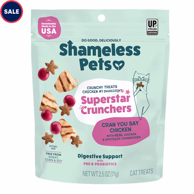 Shameless Pets Superstar Crunchers Cran You Say Chicken Chicken & Cranberry Recipe Crunchy Cat Treats, 2.5 oz. - Carousel image #1