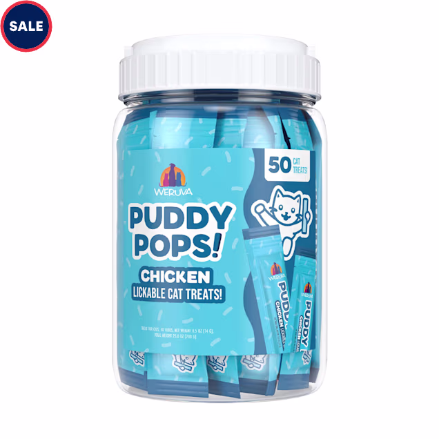 Weruva Puddy Pops Chicken Lickable Cat Treats, 0.5 oz., Count of 50 - Carousel image #1