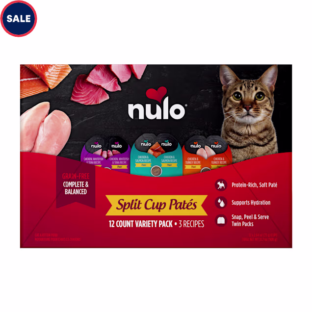 Nulo Split Cup Pate with Chicken, Salmon & Tuna for Cats Variety Pack, 2.64 oz., Count of 12 - Carousel image #1