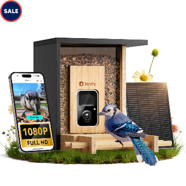 Birdfy Black Bamboo Smart Bird Feeder with Camera Solar Powered, 10.94" L X 9.76" W X 11.14" H, 1.9 Litter - Carousel image #1