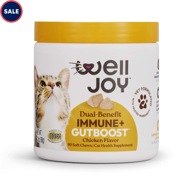 WellJoy Chicken Flavored Soft Chew Immune + GutBoost Supplement for Cats, 3.2 oz., Count of 90 - Carousel image #1