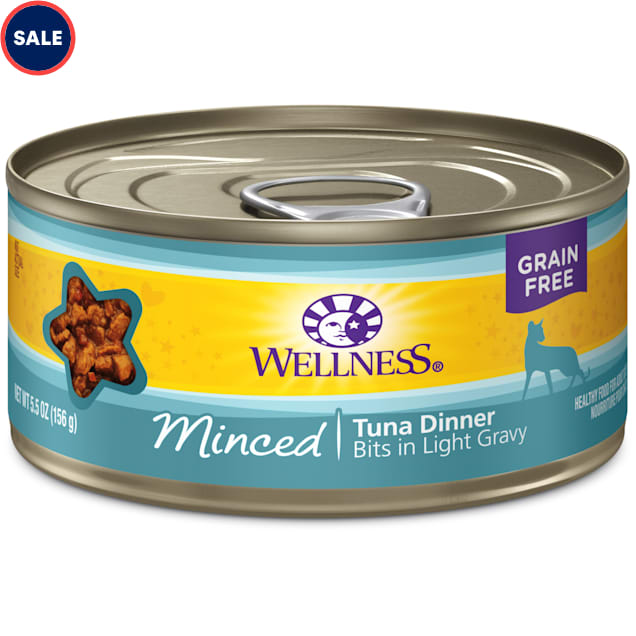 Wellness Natural Canned Grain Free Minced Tuna Dinner Wet Cat Food, 5.5 oz., Case of 24 - Carousel image #1