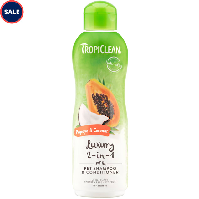 TropiClean Papaya & Coconut Luxury 2-in-1 Shampoo and Conditioner for Pets, 20 fl.oz. - Carousel image #1