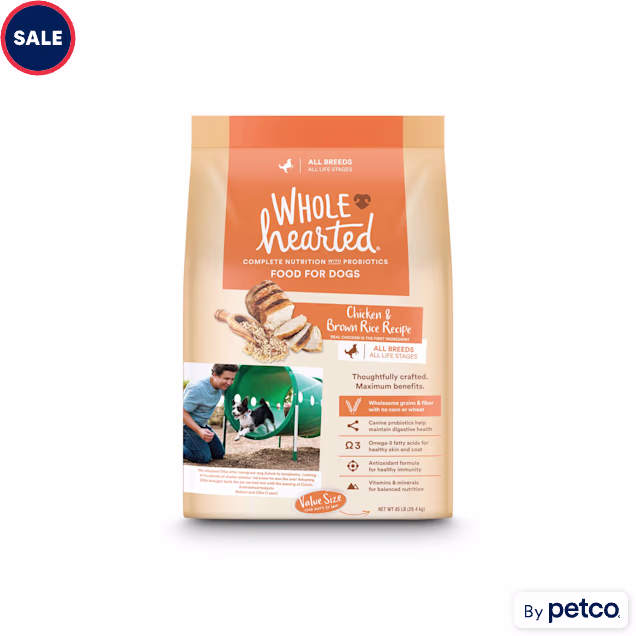 WholeHearted All Life Stages Chicken and Brown Rice Recipe Dry Dog Food, 45 lbs. - Carousel image #1