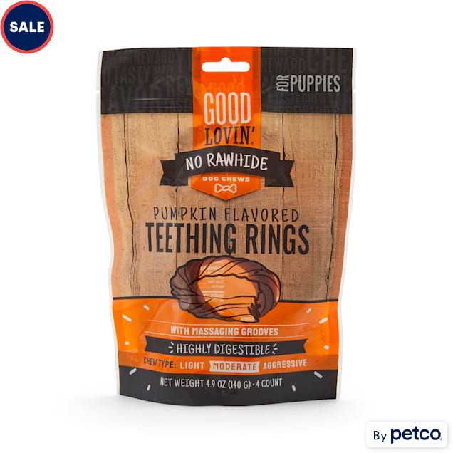 Good Lovin' No Rawhide Pumpkin Flavored Puppy Teething Rings, 4.9 oz., Count of 4 - Carousel image #1