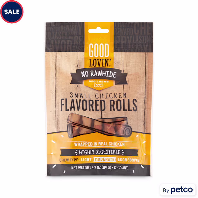 Good Lovin' No Rawhide Small Chicken Flavored Rolls for Dogs, 4.2 oz., Count of 12 - Carousel image #1