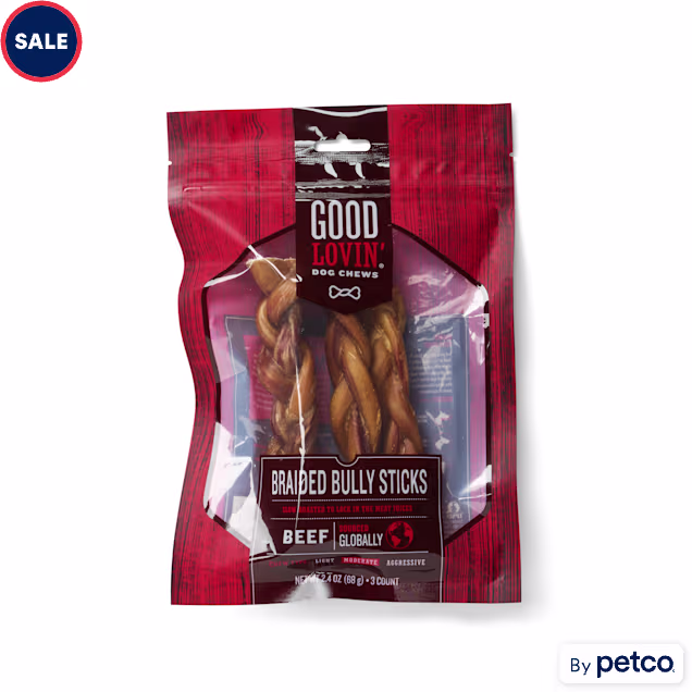 Good Lovin' Braided Bully Stick Dog Chew, 2.4 oz., Count of 3 - Carousel image #1